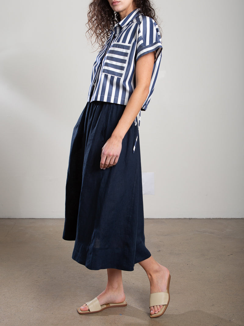 Claudia Skirt in French Linen in Ink, from Pharaoh