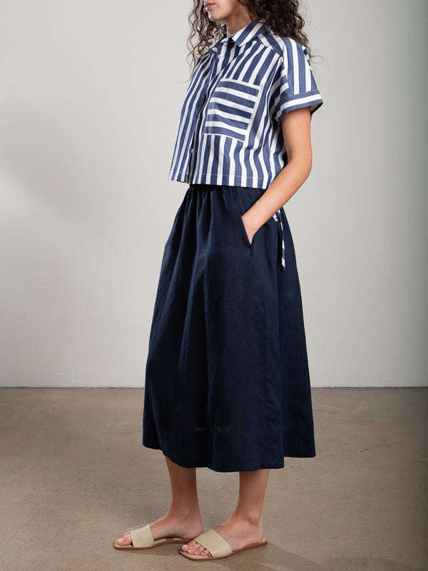 Claudia Skirt in French Linen in Ink, from Pharaoh