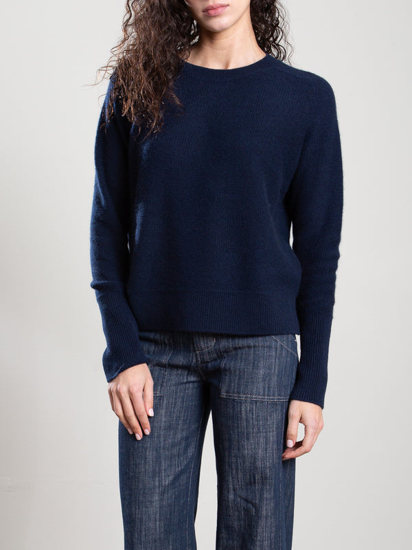 Adrian Cashmere Crewneck in Navy, from Pharaoh