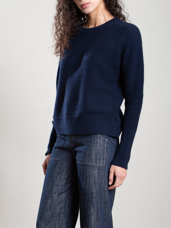 Adrian Cashmere Crewneck in Navy, from Pharaoh