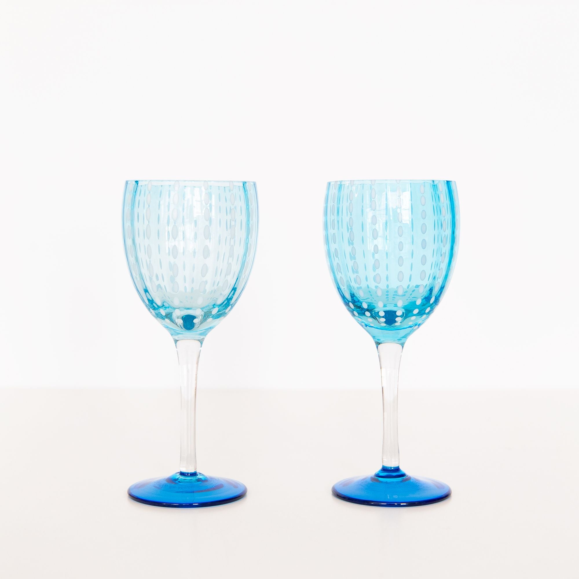 Perle Wine Goblet in Aqua, from Zafferano