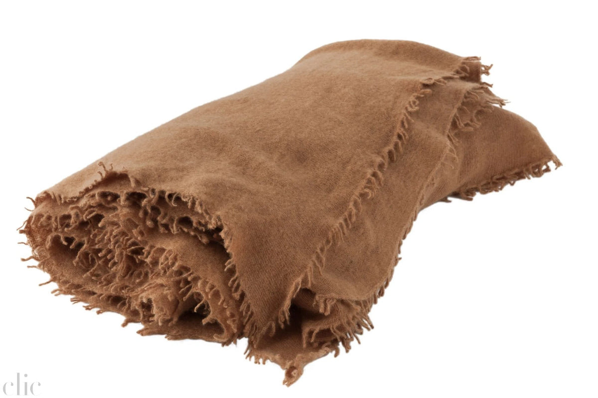 Cashmere Fringed Throw in Havane, from Maison de Vacances
