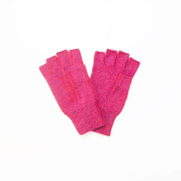 Cashmere Fingerless Stitch Gloves in Heather Rose, from Meg Cohen