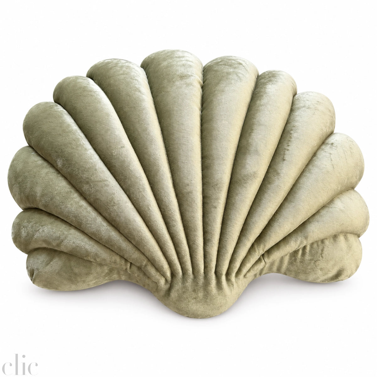 Large Shell Velvet Pillow in Chartreus