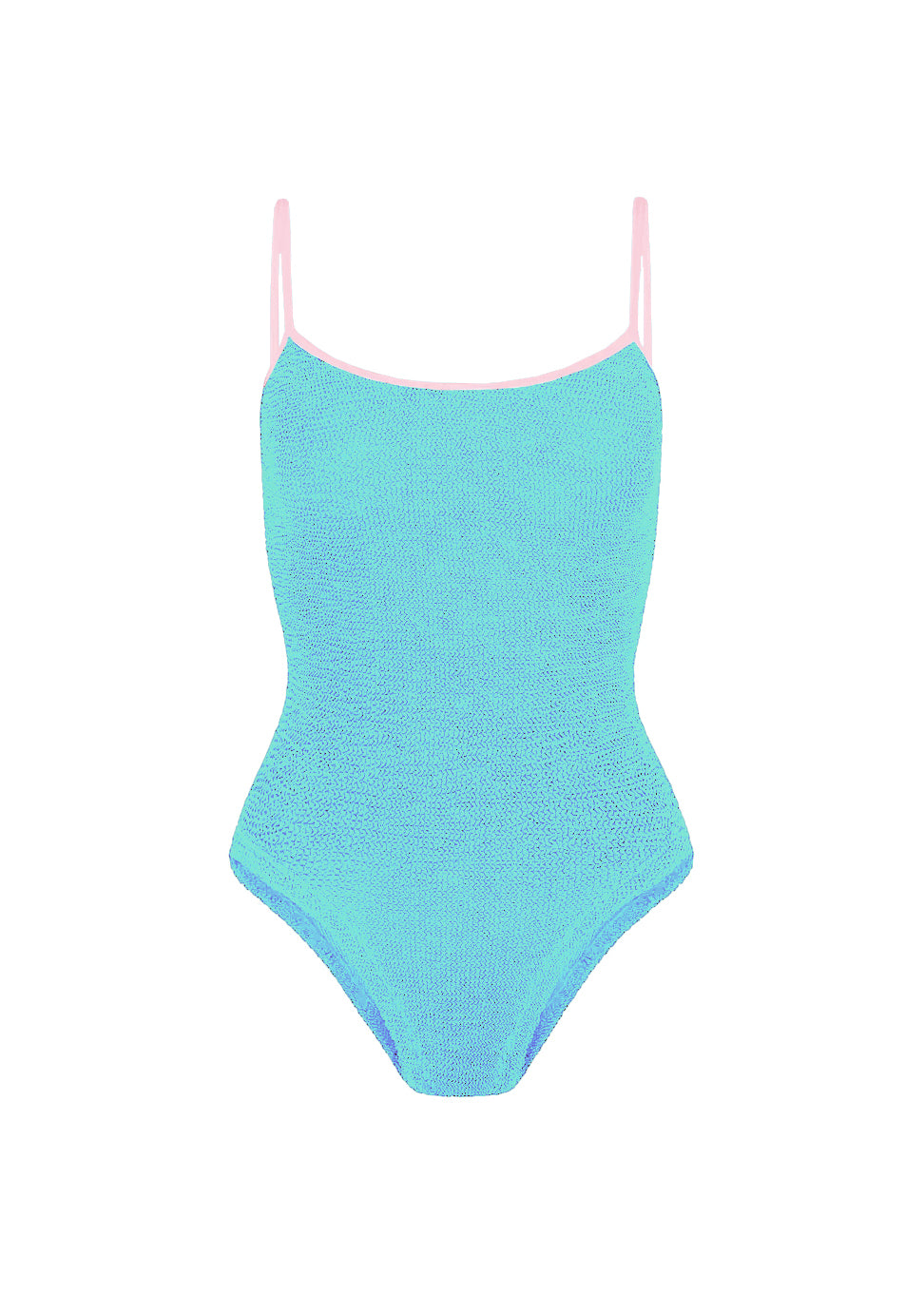 Pamela Contrast One Piece in Aqua & Bubblegum, from Hunza G
