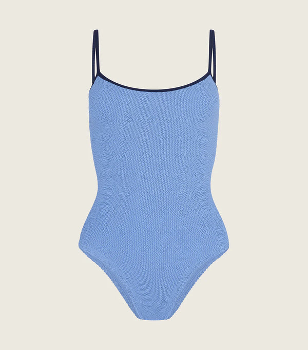 Pamela Contrast One Piece in Cornflower & Navy, from Hunza G