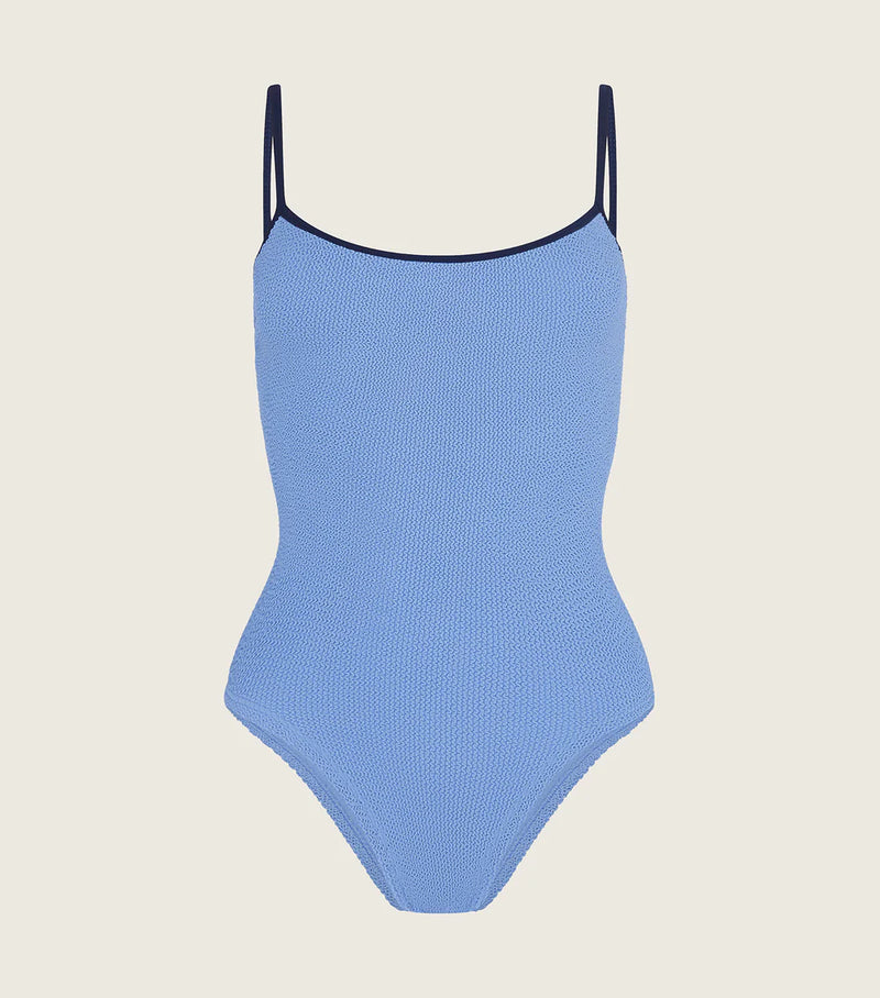 Pamela Contrast One Piece in Cornflower & Navy, from Hunza G