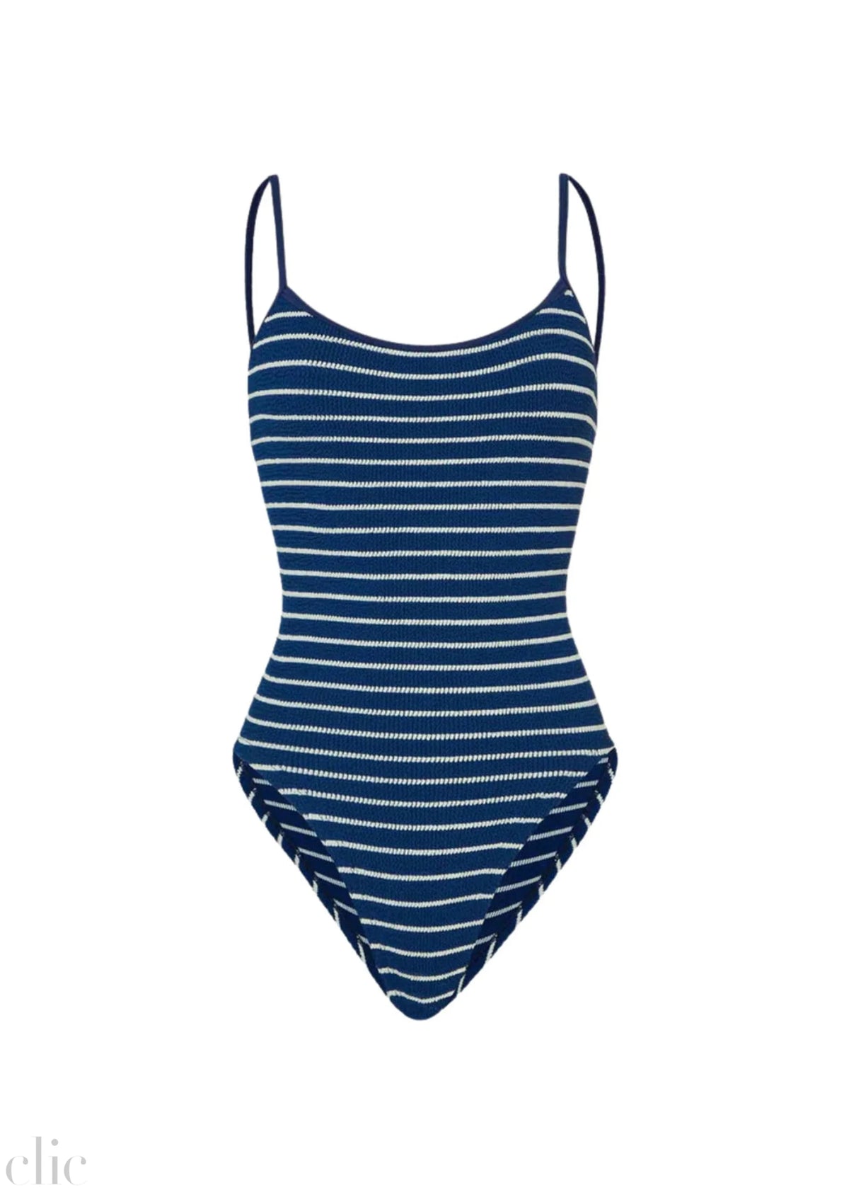 Pamela Swim with Navy & White Stripes, from Hunza G