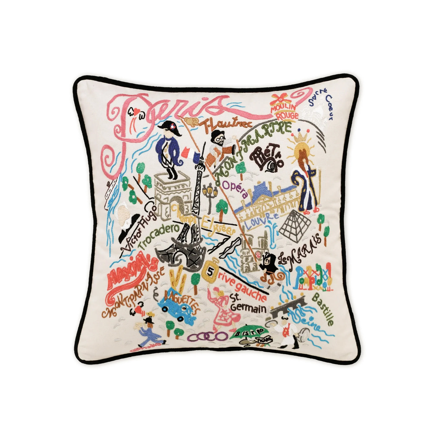 Paris Embroidered Pillow, from Catsudio