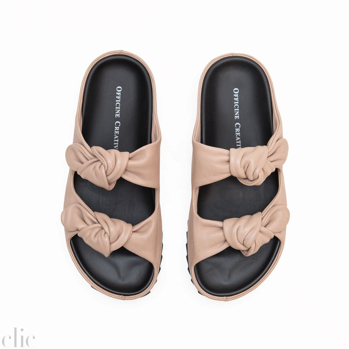 Pelagie Leather Slide Sandals in Humus, from Officine Creative