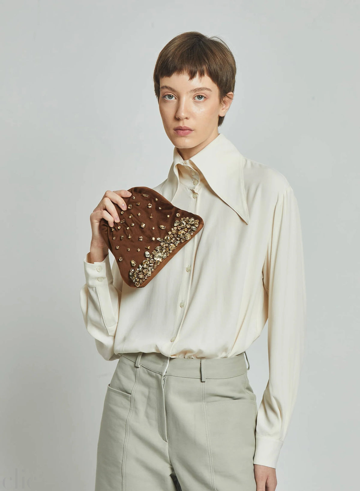 Pepita Clutch in Brown, from Maria La Rosa