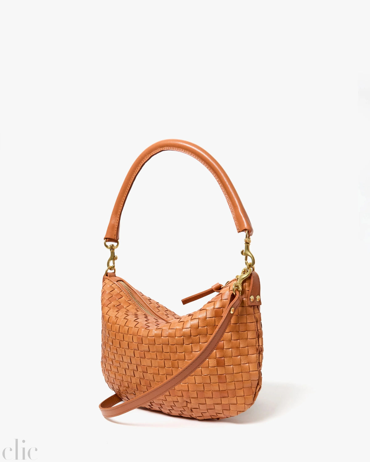 Petit Moyen Messenger Bag in Natural Woven Checker, from Clare V