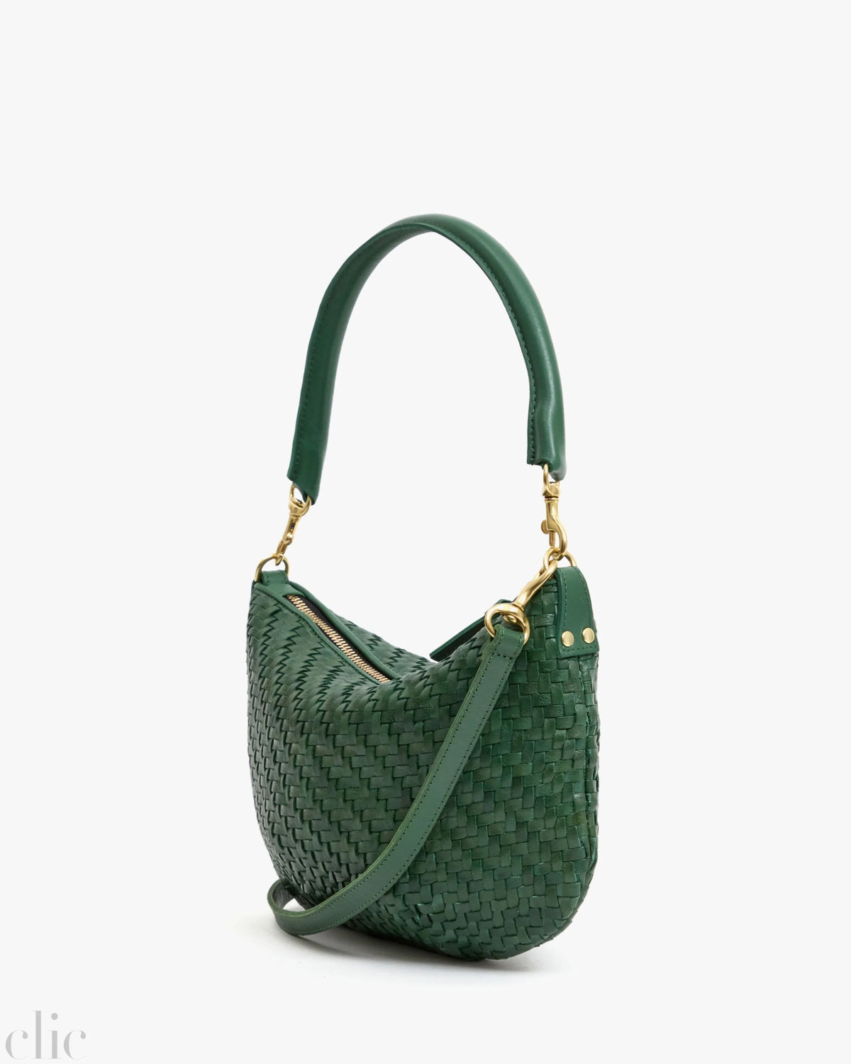 Petit Moyen Messenger Bag in Evergreen Woven Zig-Zag, from Clare V
