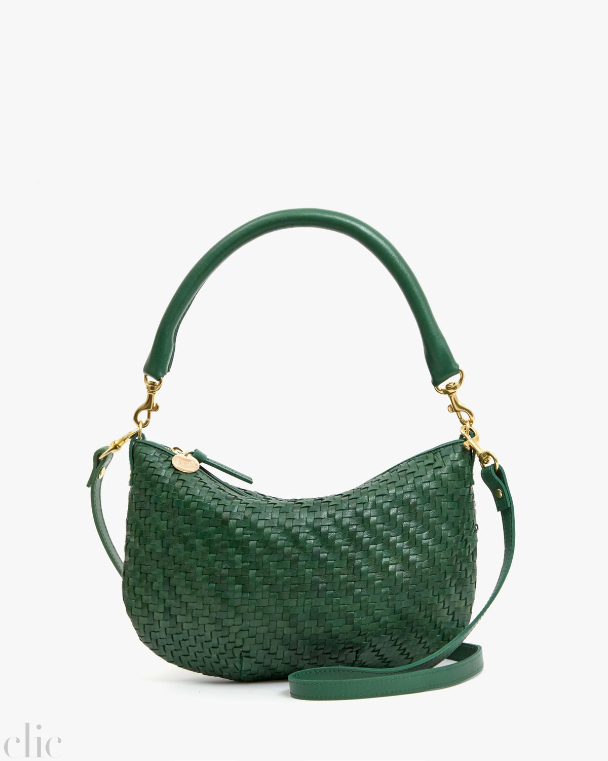 Petit Moyen Messenger Bag in Evergreen Woven Zig-Zag, from Clare V