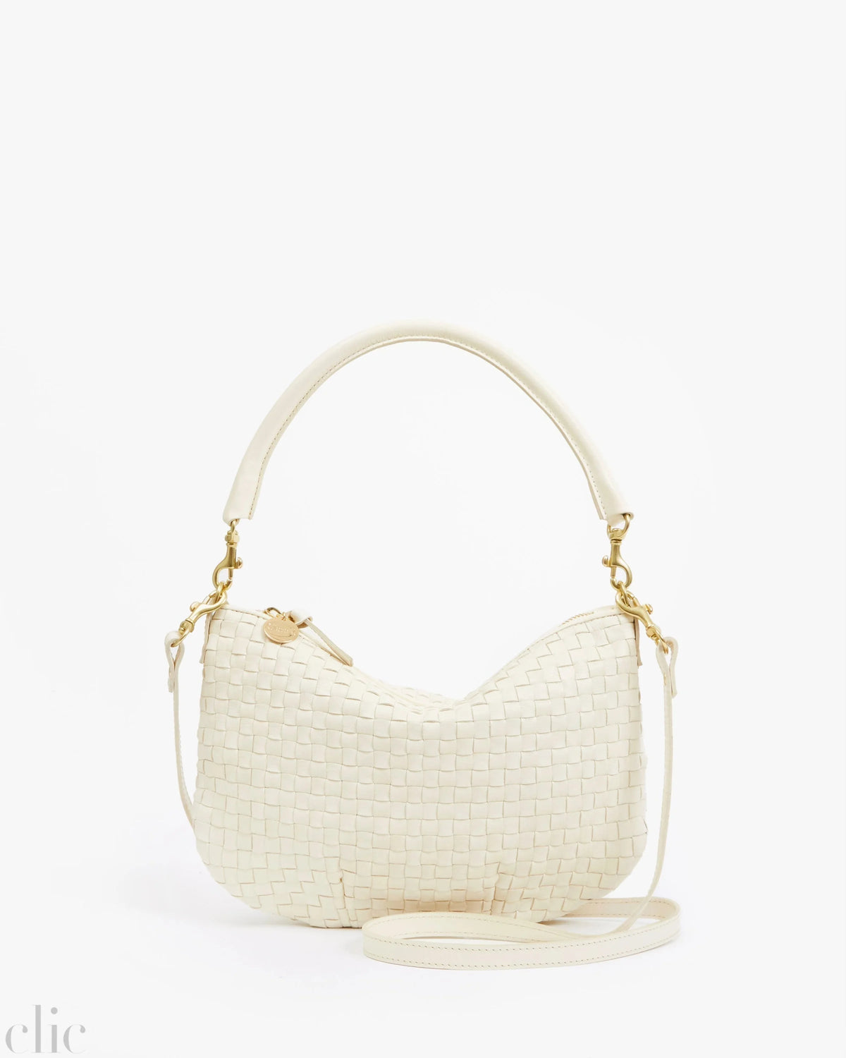 Petit Moyen Messenger Bag in Cream Woven Checker, from Clare V