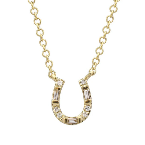 Baguet Diamond Horseshoe Necklace in Yellow Gold, from Zofia Day