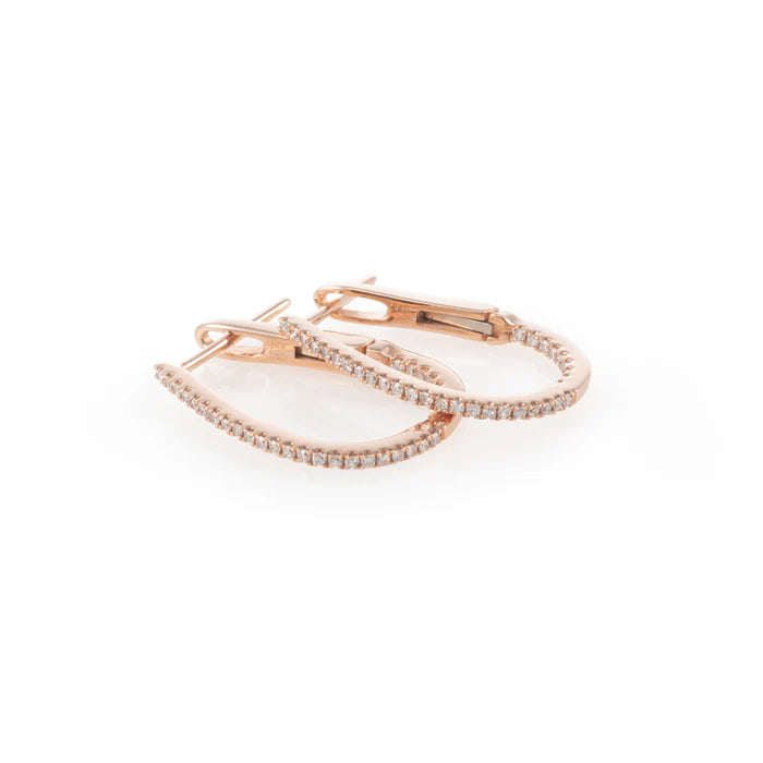 .75" Oblong Hoops Earing with Diamonds in Yellow Gold, from Zofia Day