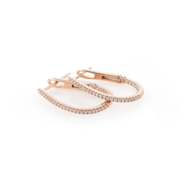 .75" Oblong Hoops Earing with Diamonds in Yellow Gold, from Zofia Day
