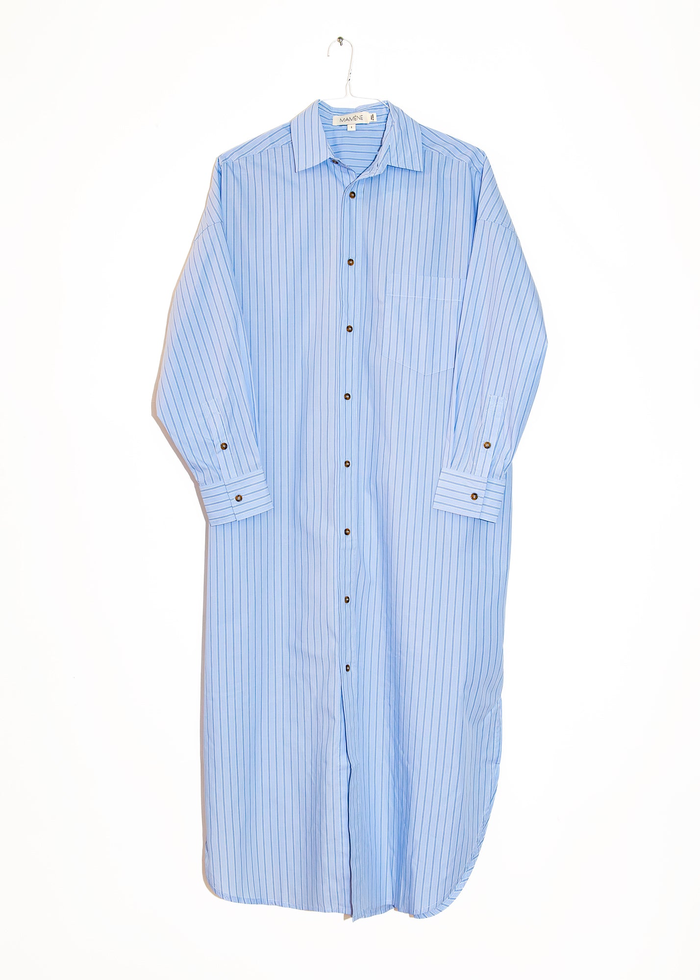 Phoebe Shirt Dress in Aqua Stripes, from Mamene