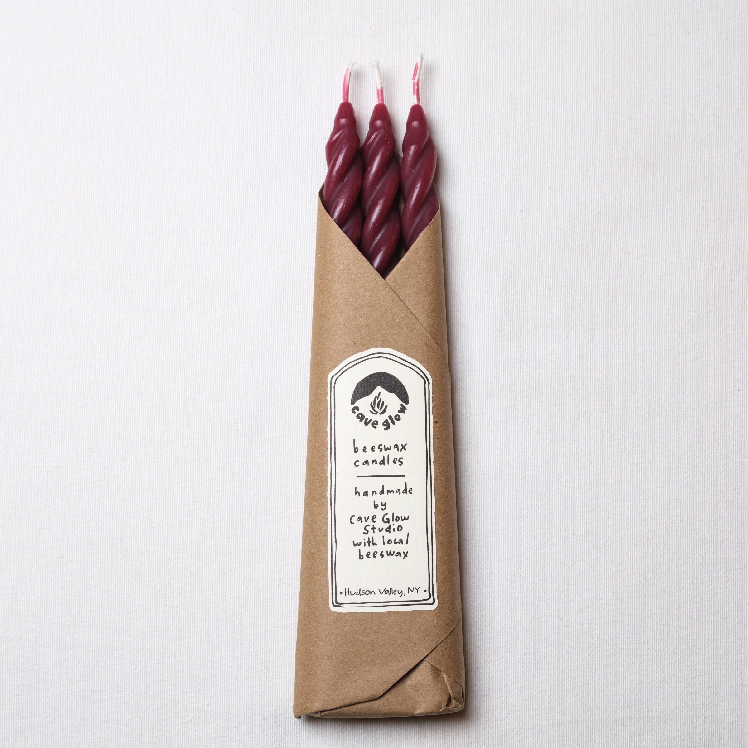 Spiral Taper Candles in Plum, from Cave Glow