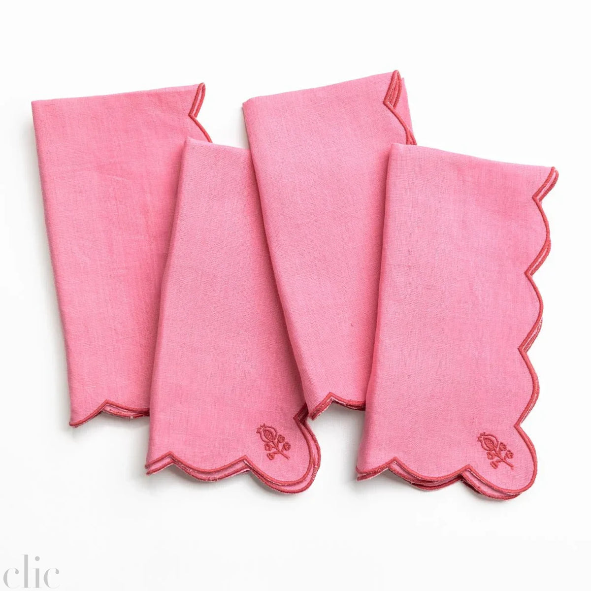 Scalloped Buti Napkins in Wild Rose, from Pomegranate