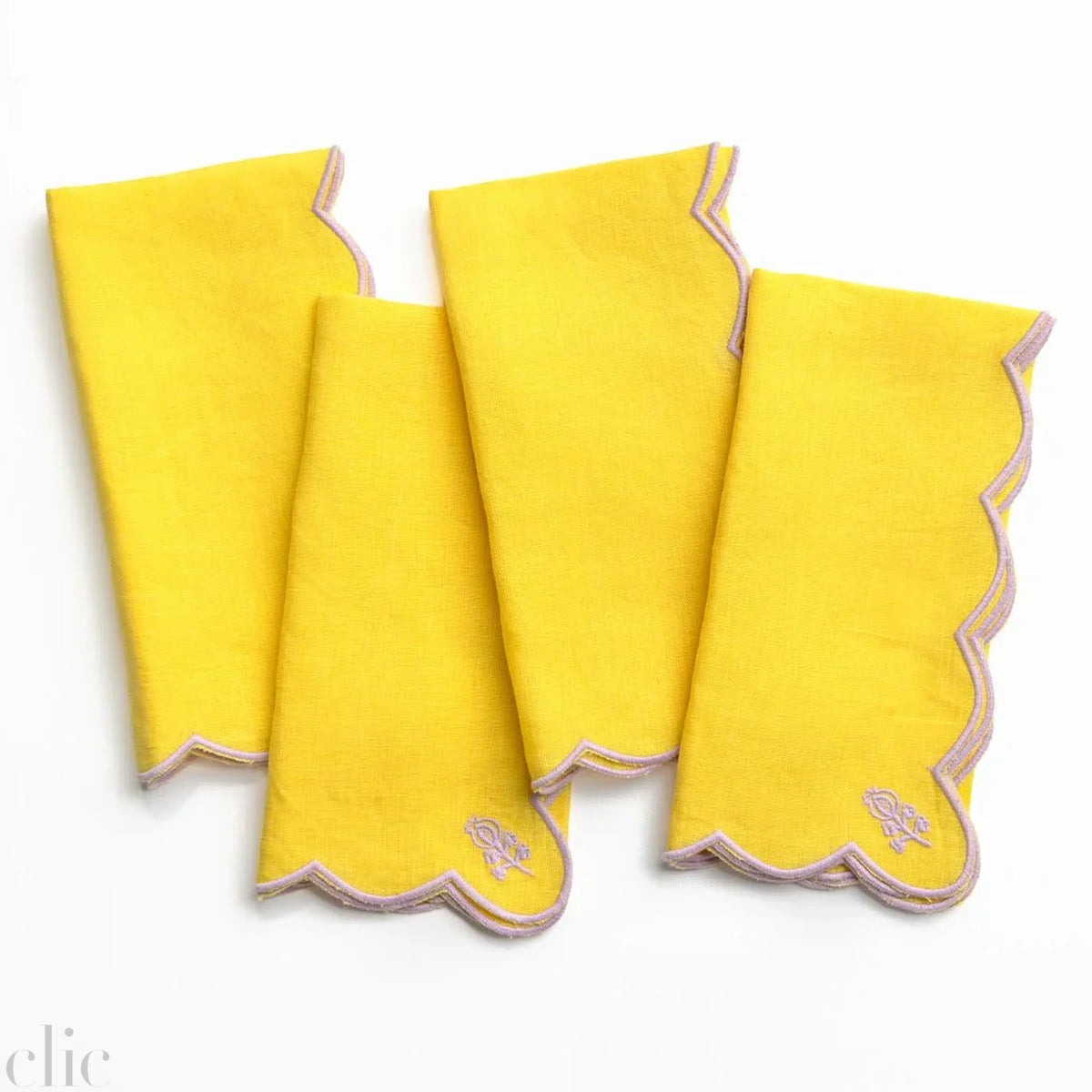 Scalloped Buti Napkins in Snapdragon, from Pomegranate