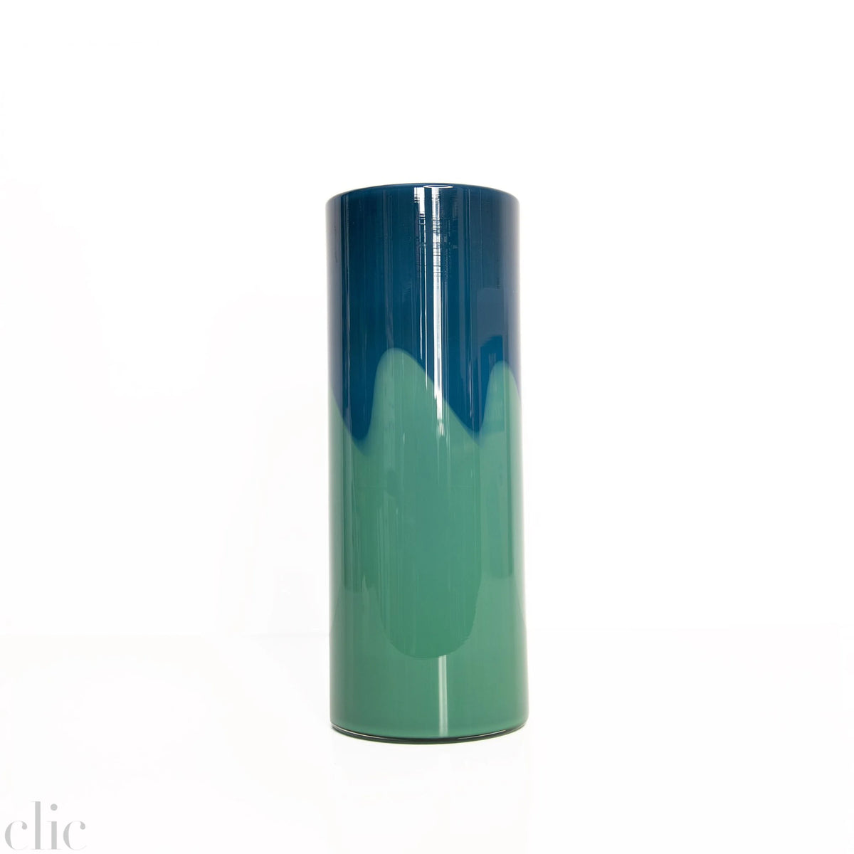 Tall Drip Vase in Pidgeon Blue and Jade Green