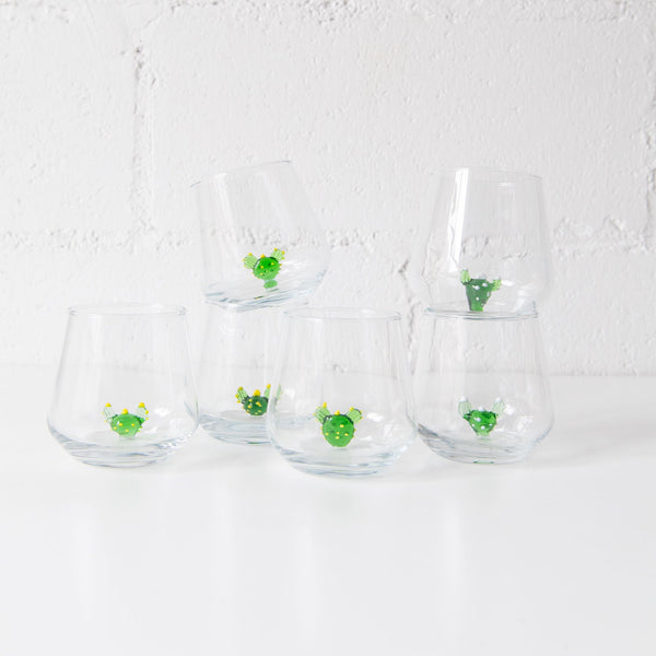 Cactus Drinking Glasses, set of 6