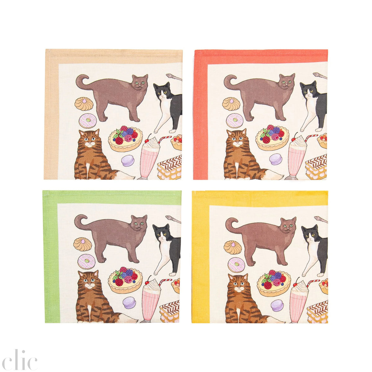 Cats Cafe Set of 4 Napkins, from Avenida Home