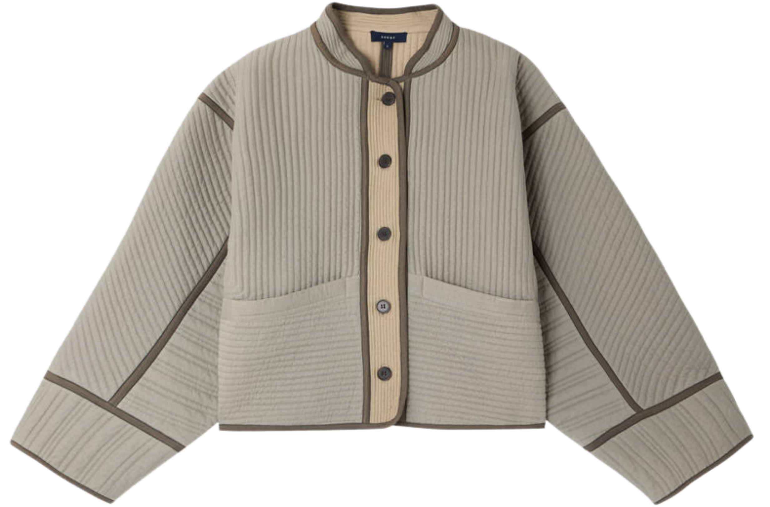 Quilted Patchouli Jacket in Green and Beige, from Soeur