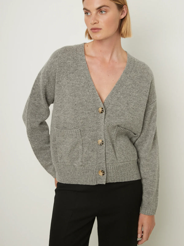 Wool Cardi in Gris Mel, from Rue Blanche