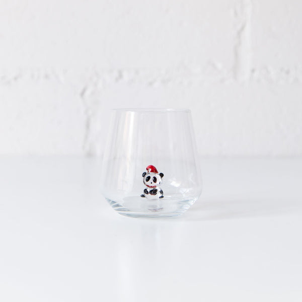 Panda with Santa Hat Drinking Glass, from Minizoo