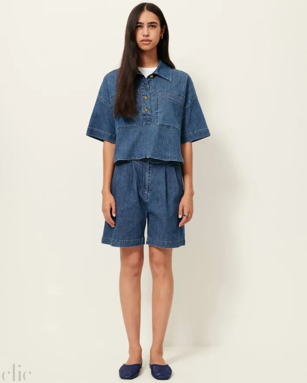 Newport Denim Shirt in Regate Blue, from Sessun