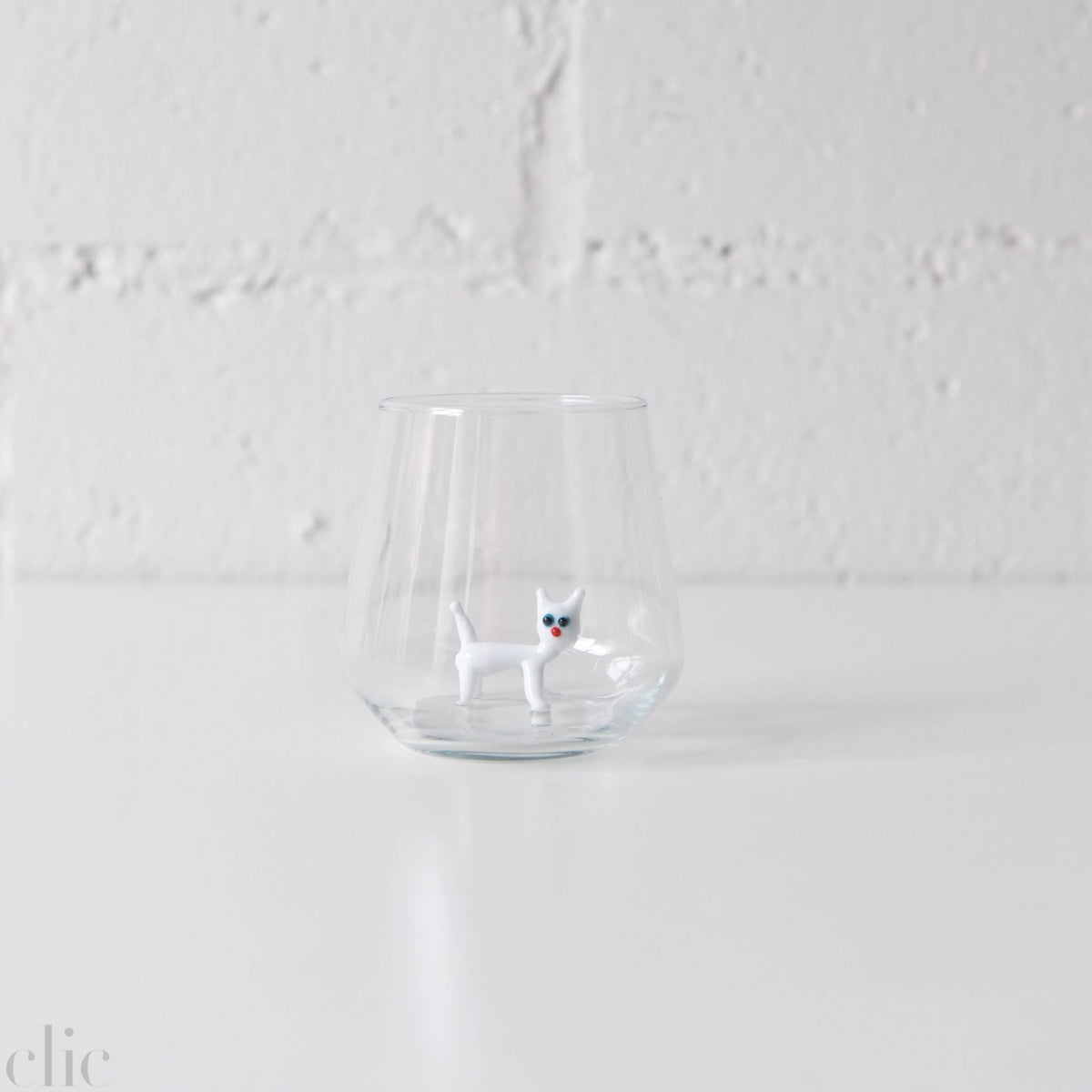 White Cat Drinking Glass