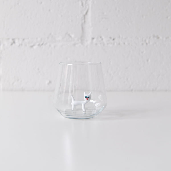 White Cat Drinking Glass, from Minizoo
