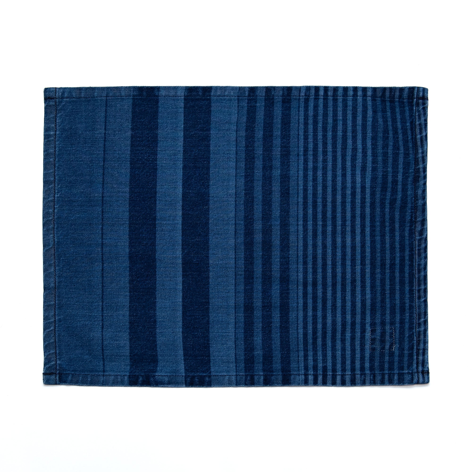 Regimental Stripe Placemat Laser Printed in Medium Wash, from Mi Cocina