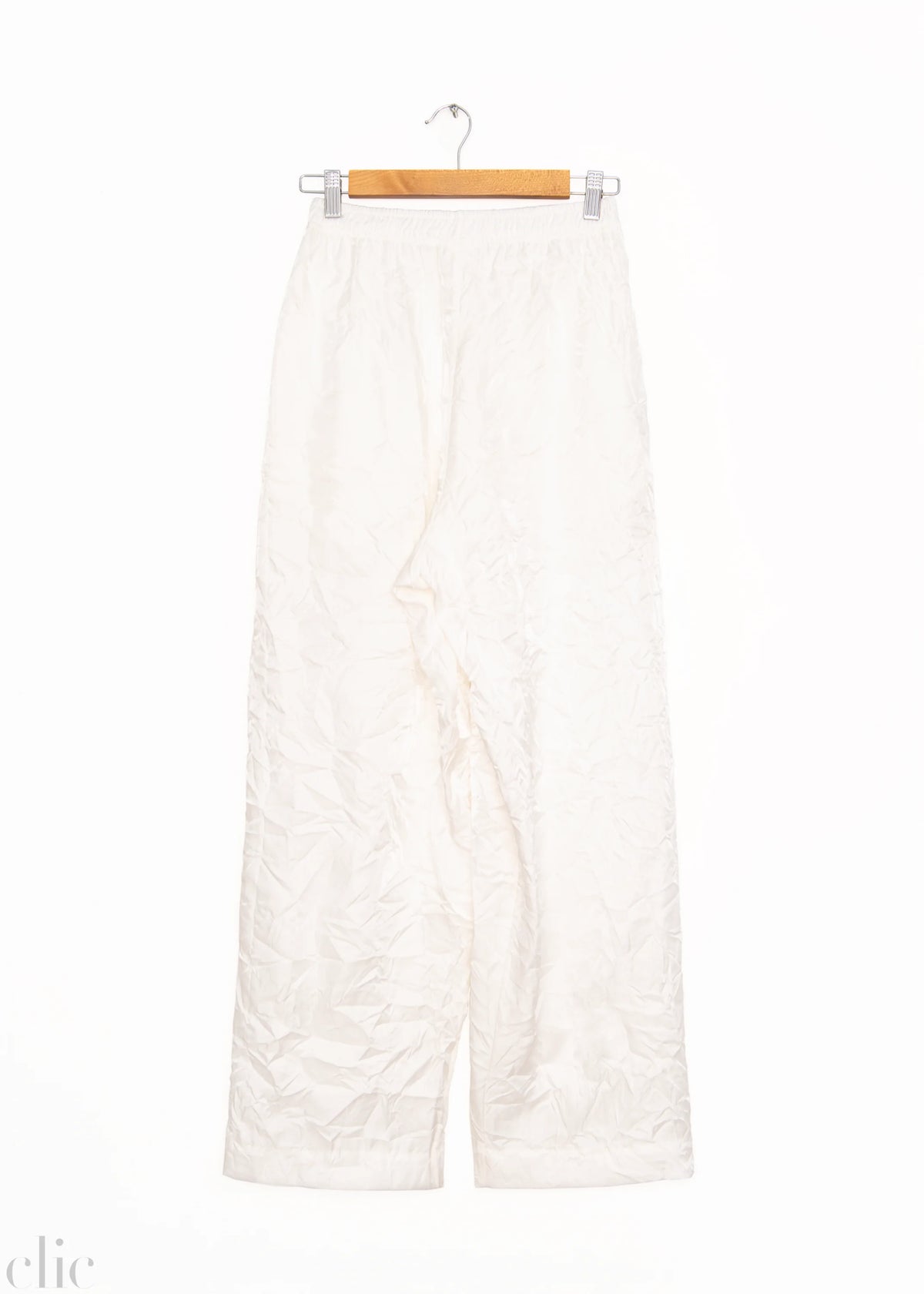 Crushed Silk Relaxed Trouser in White, from Modern Weaving