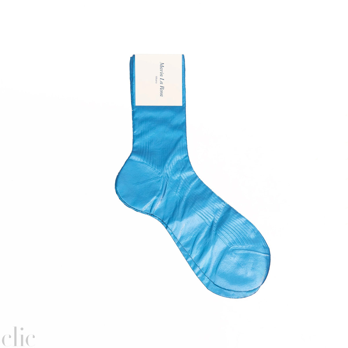 Ribbed Laminated Sock in Blue Real, from Maria la Rosa