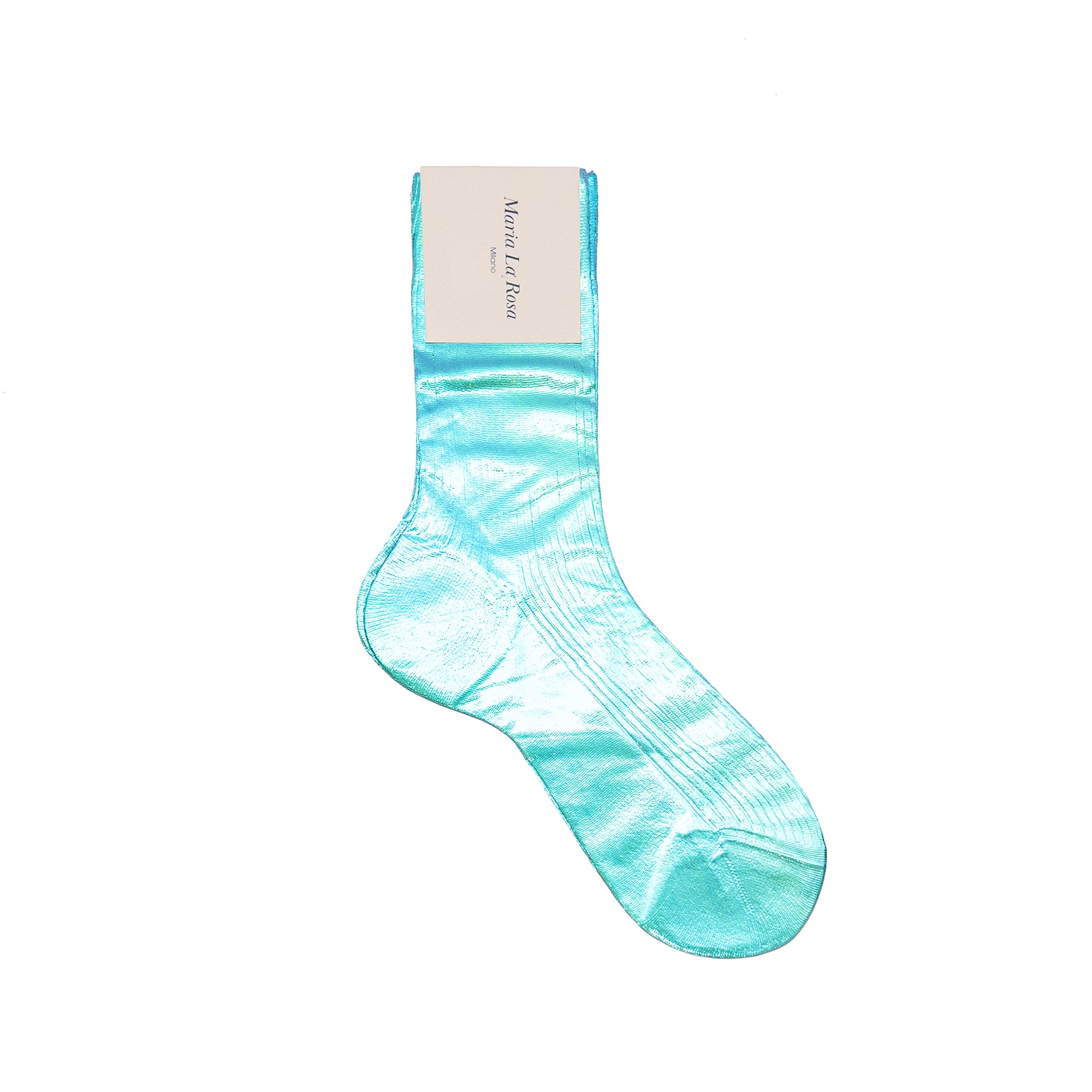 Ribbed Laminated Socks in Light Water, from Maria La Rosa