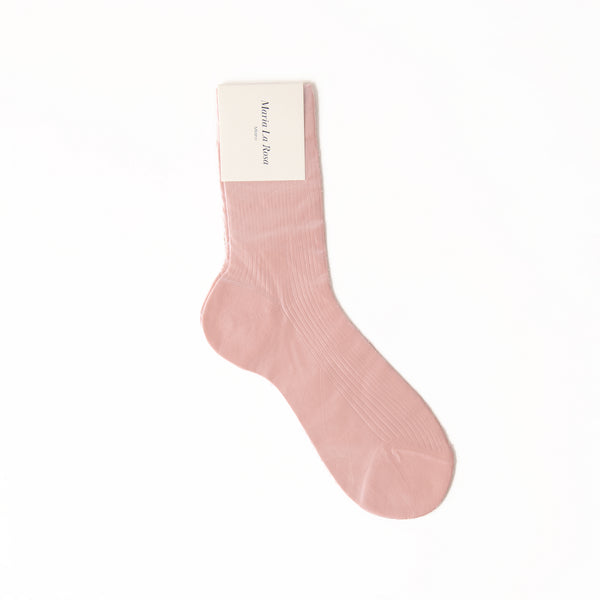 Ribbed Laminated Socks in Mélange Nude, from Maria La Rosa