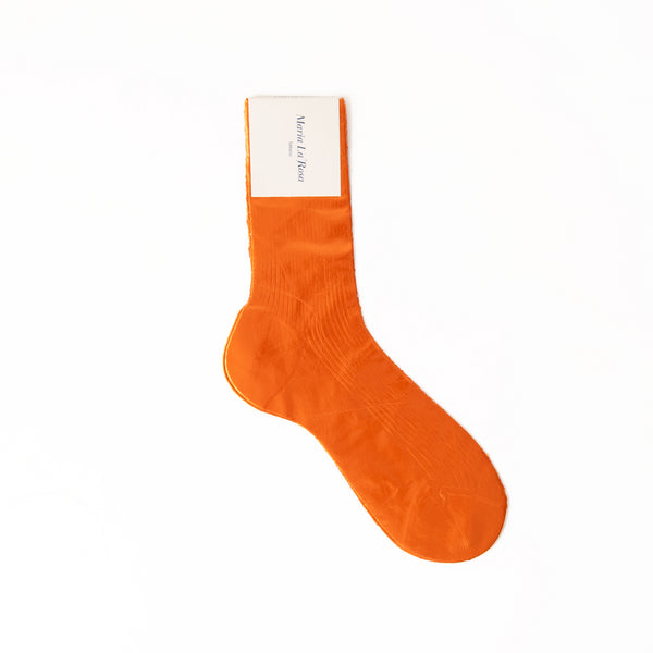 Ribbed Laminated Socks in Orange, from Maria La Rosa