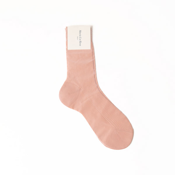 Ribbed Laminated Socks in Pale Pink, from Maria La Rosa
