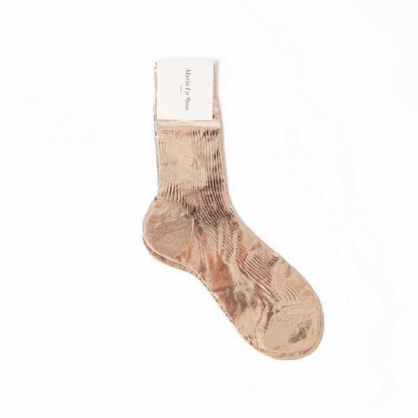 Ribbed Laminated Socks in Platino, from Maria La Rosa