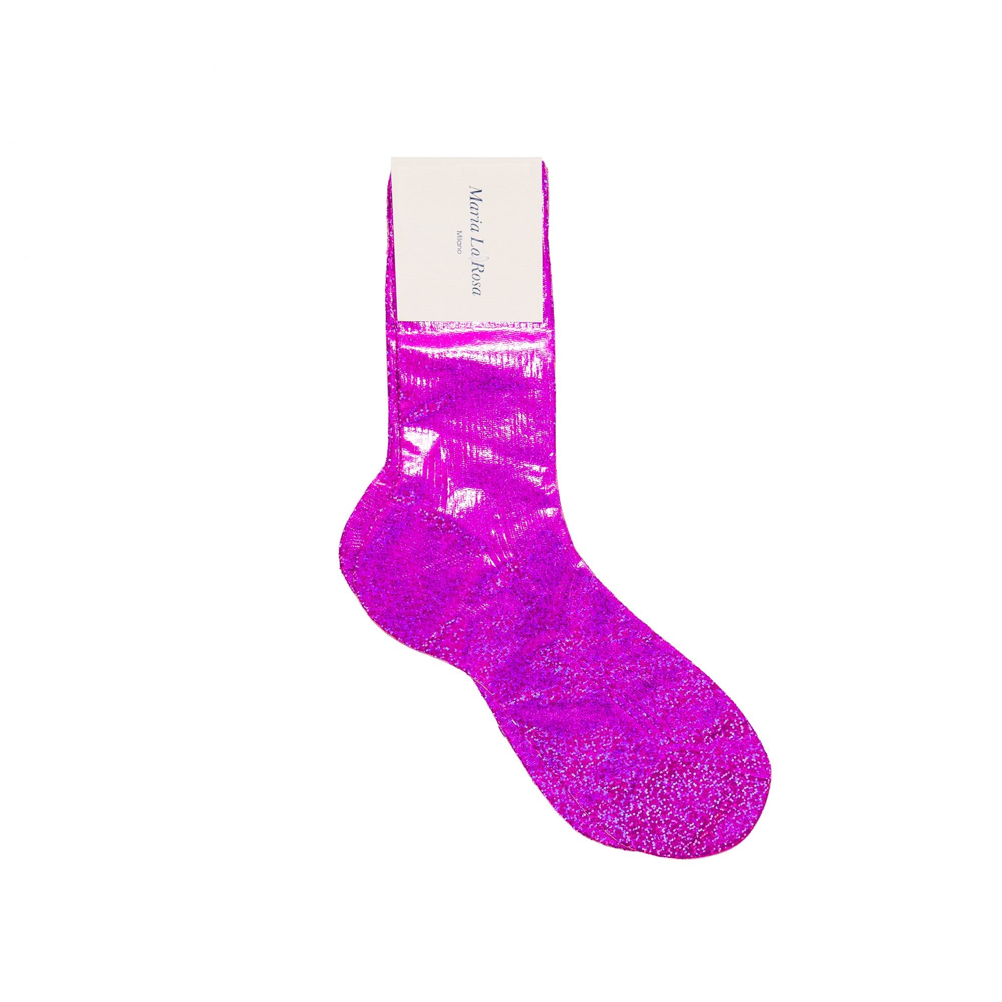 Ribbed Laminated Sock in Sparkling Fuchsia, from Maria La Rosa