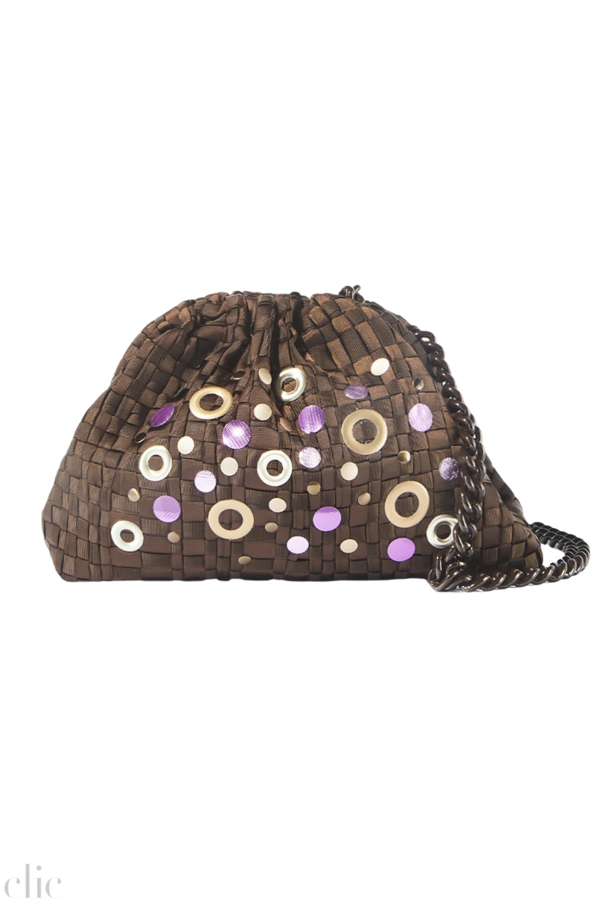 Rivets Mini Game Bag in Dark Brown, from Maria La Rosa