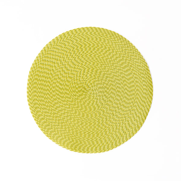 Ikat Weave Round Placemat in Citron, from Deborah Rhodes