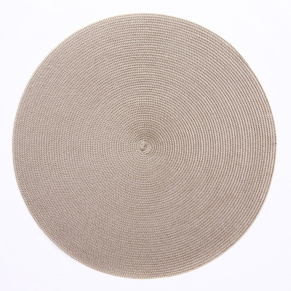 Round Placemat in Ivory and Dust, from Deborah Rohodes