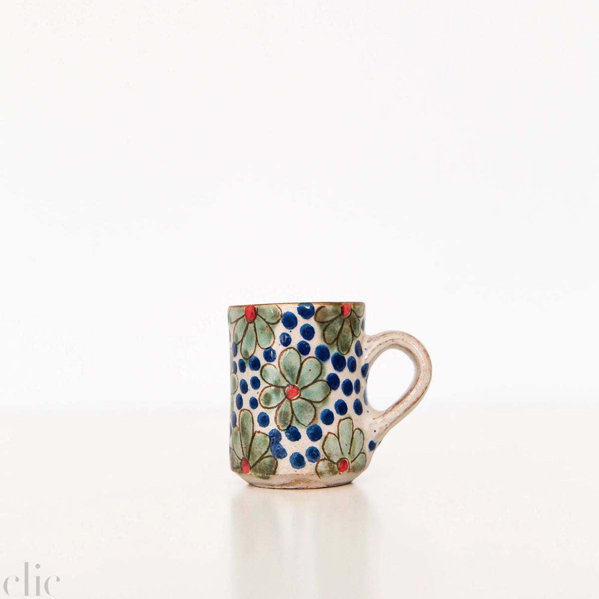 Daisy Fields Ceramic Espresso Mug in Blue, from Kiliim