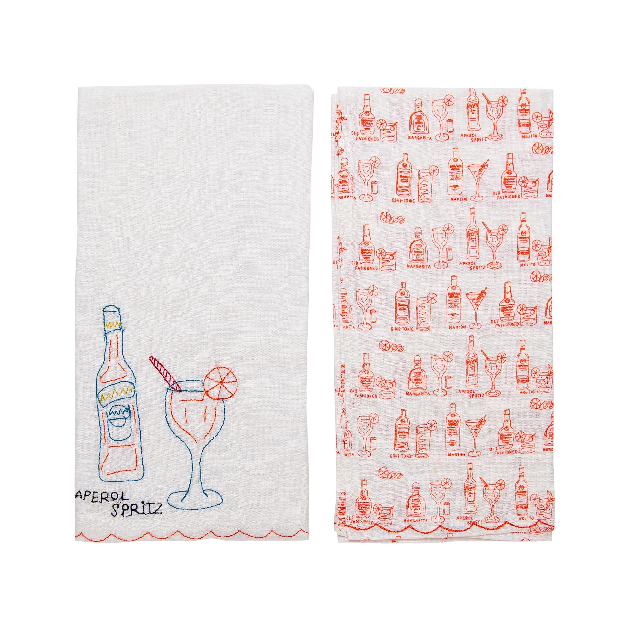 Set of 2 Aperol Spritz Linen Tea Towels, from Pomegranate