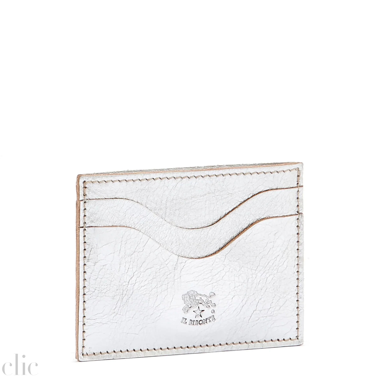 Salina Card Case in Metallic Silver, from IL Bisonte